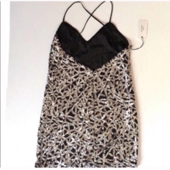 Ali & Jay Silver Metallic Ai Yai Yai Sequined Dress Size Medium - Picture 5 of 8